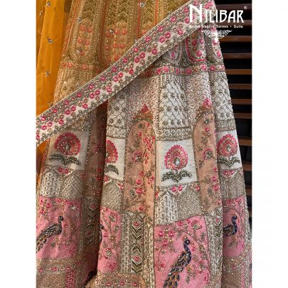 Beige Silk and Net Lehenga