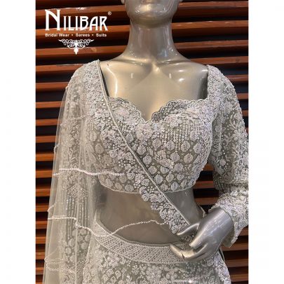 Olive Green Net Lehenga