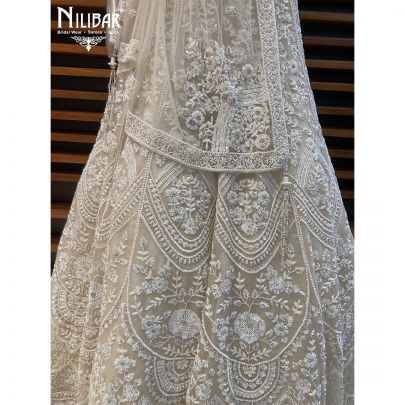 Olive Green Net Lehenga