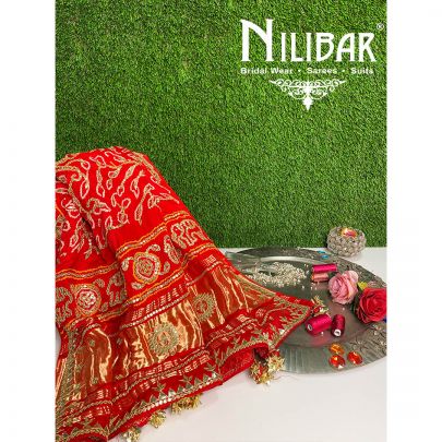 Red Georgette Bandhani Dupatta