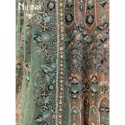 Dark Green Net Lehenga