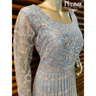 Baby Blue Net Anarkali suit