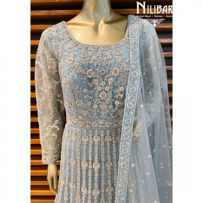 Baby Blue Net Anarkali suit