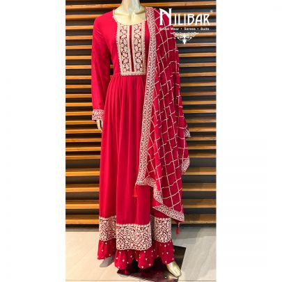 Ruby Pink Georgette Anarkali Suit