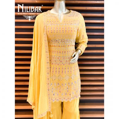 Yellow Georgette Sharara Suit