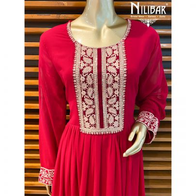Ruby Pink Georgette Anarkali Suit