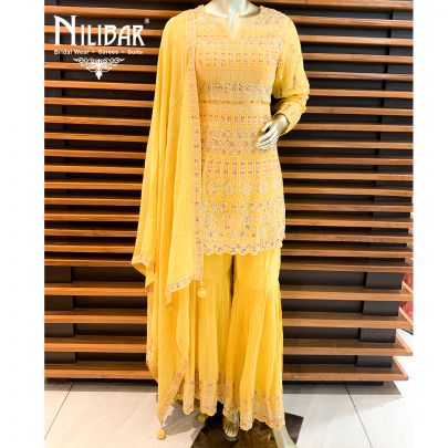 Yellow Georgette Sharara Suit
