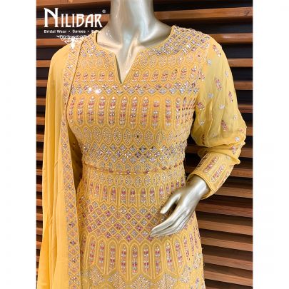 Yellow Georgette Sharara Suit