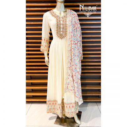 Egg Shell Cream Georgette Anarkali