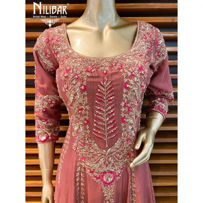 Rosewood Pink Silk Anarkali Suit