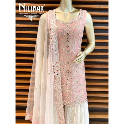 Peach Silk  Sharara Suit