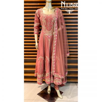 Rosewood Pink Silk Anarkali Suit