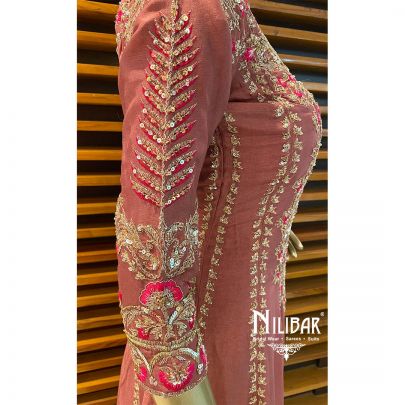 Rosewood Pink Silk Anarkali Suit