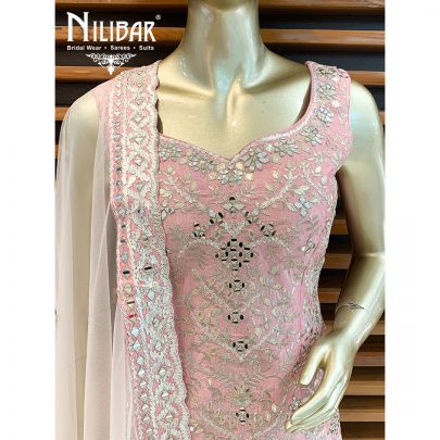 Peach Silk  Sharara Suit