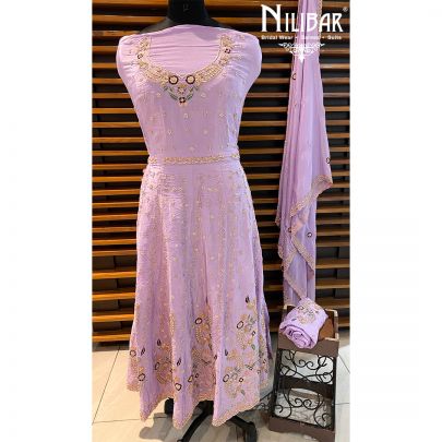 Lavender Crepe Semistitched Suit 