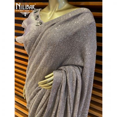 Grey Net Saree