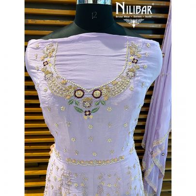 Lavender Crepe Semistitched Suit 