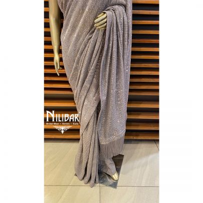 Grey Net Saree