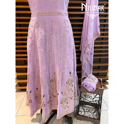 Lavender Crepe Semistitched Suit 