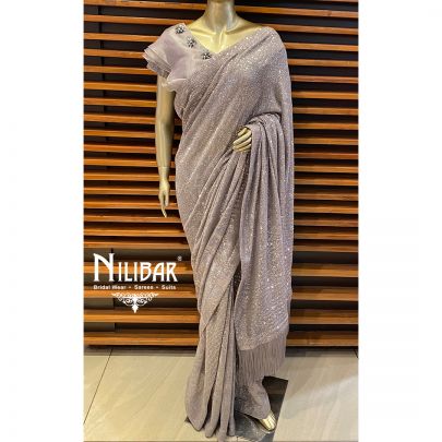 Grey Net Saree