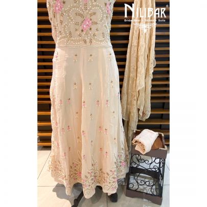 Beige Crepe Semistitched Suit 