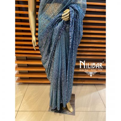 Navy Blue Net Saree