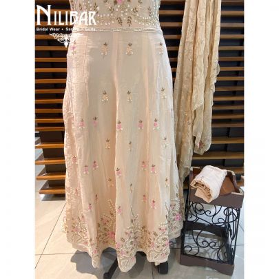 Beige Crepe Semistitched Suit 