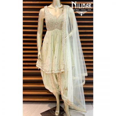 Celery Ice green Georgette Dhoti Suit