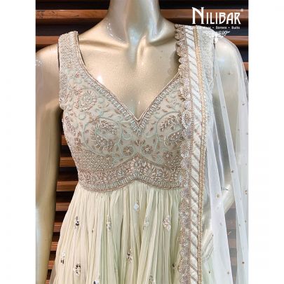 Celery Ice green Georgette Dhoti Suit