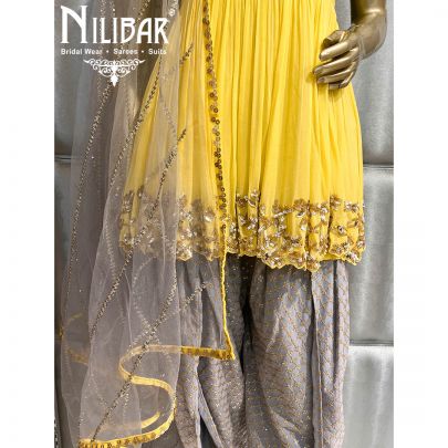 Butter Scotch Georgette Peplum Dhoti Suit