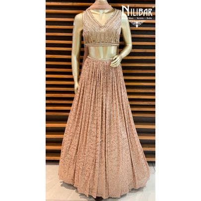 Coral Gold Net Beautiful Lehenga