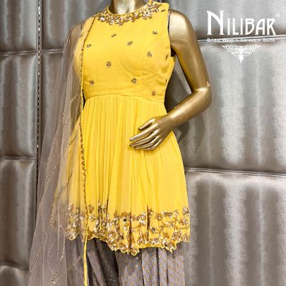 Butter Scotch Georgette Peplum Dhoti Suit