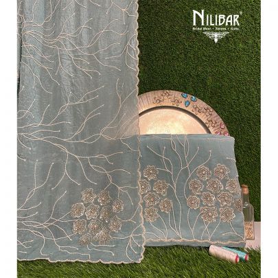 Sky Blue Crepe Unstitched Suit