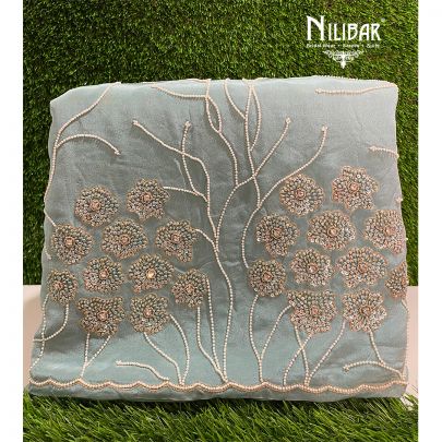 Sky Blue Crepe Unstitched Suit