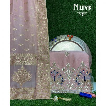 Baby Pink Georgette Unstitched Suit