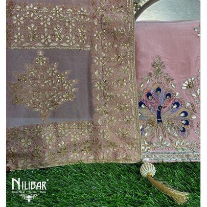 Baby Pink Georgette Unstitched Suit