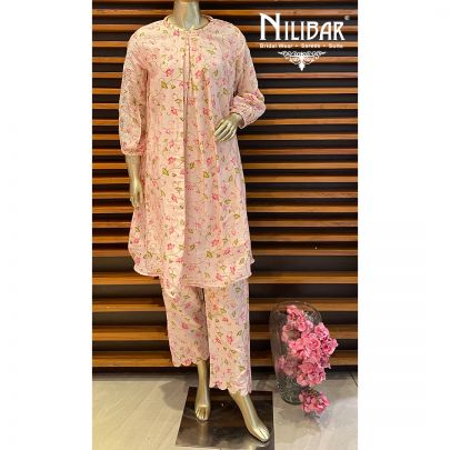 Ice Pink Cotton Kurta Set