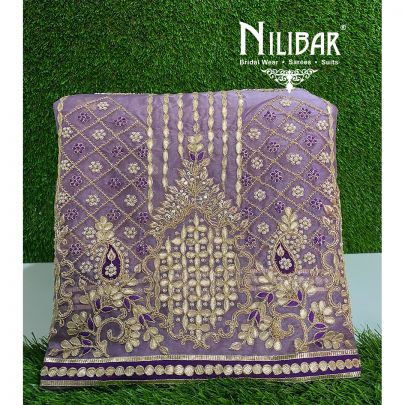 Healther Purple Organza Unstitched Suit