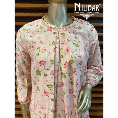 Ice Pink Cotton Kurta Set