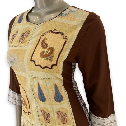 Brown Printed Cotton Kurti