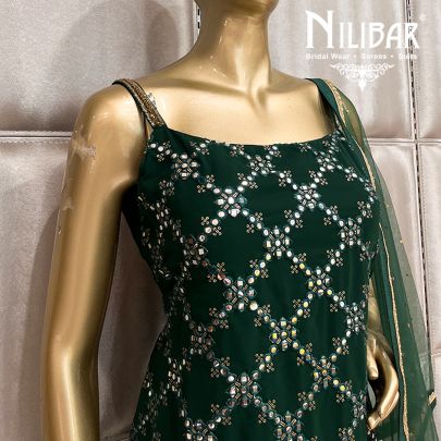 Bottle Green Georgette Sharara Suit