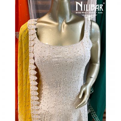 White Georgette Anarkali Suit