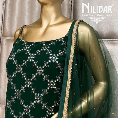 Bottle Green Georgette Sharara Suit