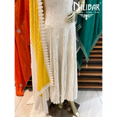 White Georgette Anarkali Suit