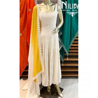White Georgette Anarkali Suit