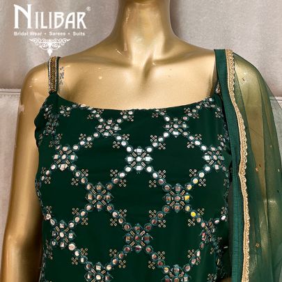 Bottle Green Georgette Sharara Suit