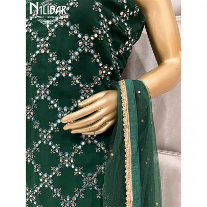 Bottle Green Georgette Sharara Suit