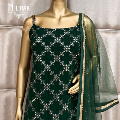 Bottle Green Georgette Sharara Suit