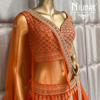 orange Georgette Lehenga