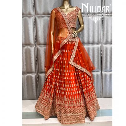 orange Georgette Lehenga